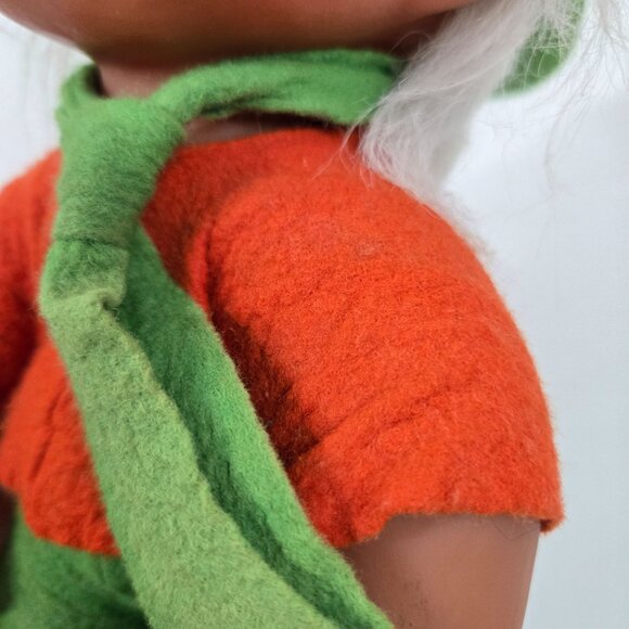 Vintage 1989 Dam Large Boy Troll with Felt Clothes & Hat White Hair Denmark 10" - Picture 9 of 12